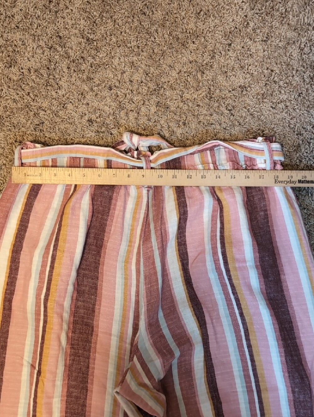 A.N.A. Striped Pink Wide-Leg Women’s Paper Bag Linen Capris XL - Picture 7 of 7